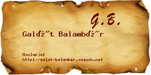 Galát Balambér névjegykártya